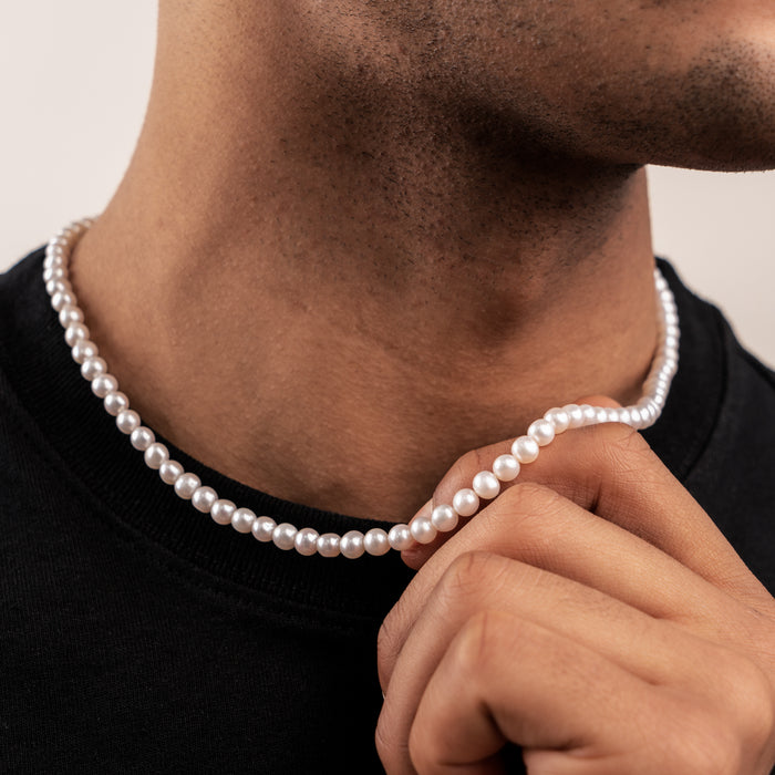 Dower & Hall Men's White Freshwater Pearl Necklace