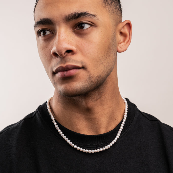 Dower & Hall Men's White Freshwater Pearl Necklace