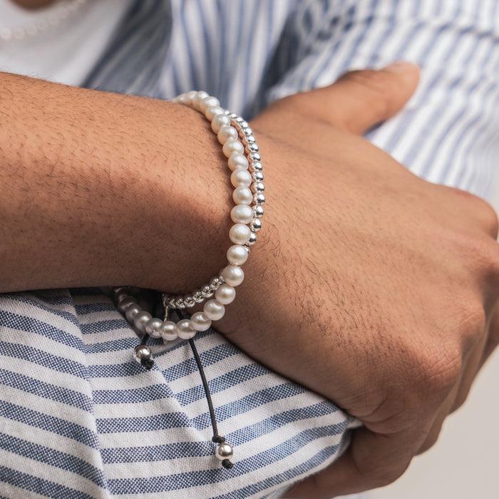 Dower & Hall Men's White Pearl Bracelet