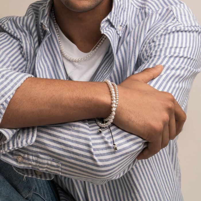 Dower & Hall Men's White Pearl Bracelet