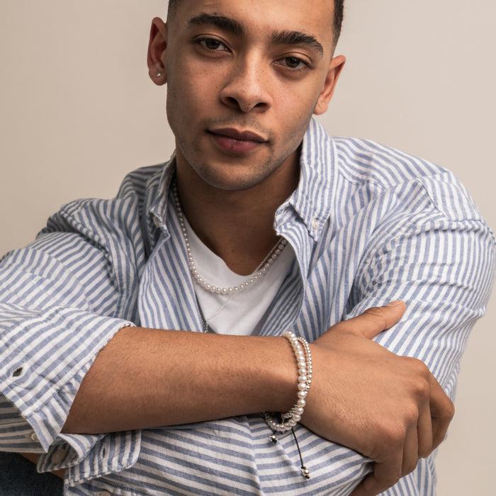 Dower & Hall Men's White Pearl Bracelet