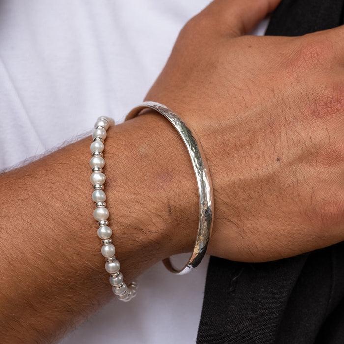 Dower & Hall Men's White Pearl Halo Bracelet