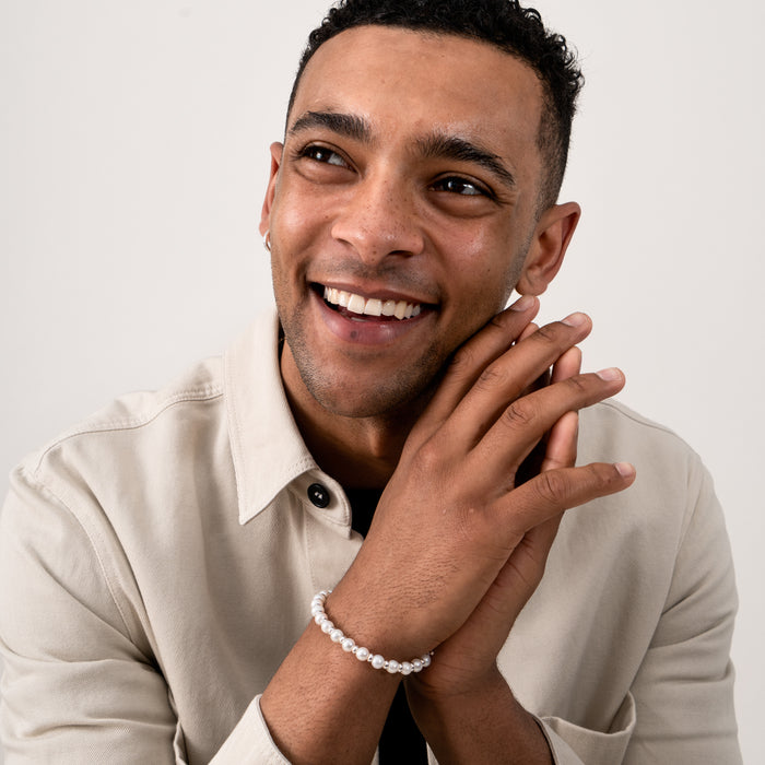 Dower & Hall Men's White Pearl Halo Bracelet