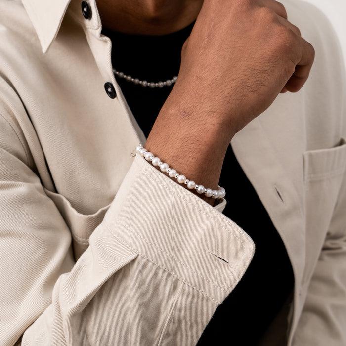 Dower & Hall Men's White Pearl Halo Bracelet
