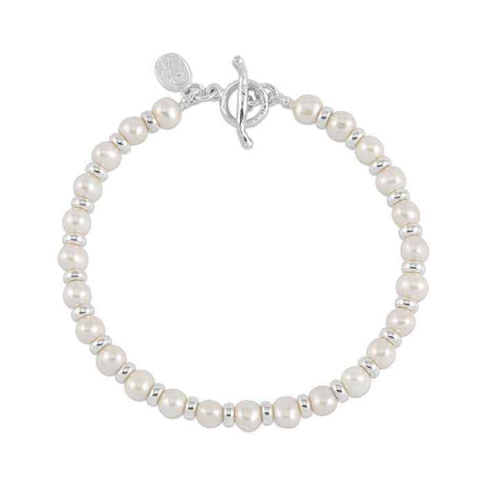 dower & hall Men's White Pearl Halo Bracelet