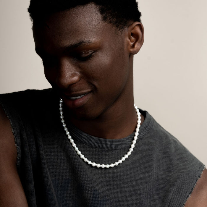 Dower & Hall Men's White Pearl Halo Necklace
