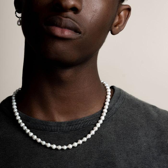 Dower & Hall Men's White Pearl Halo Necklace
