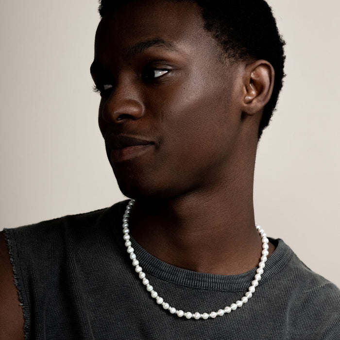 Dower & Hall Men's White Pearl Halo Necklace