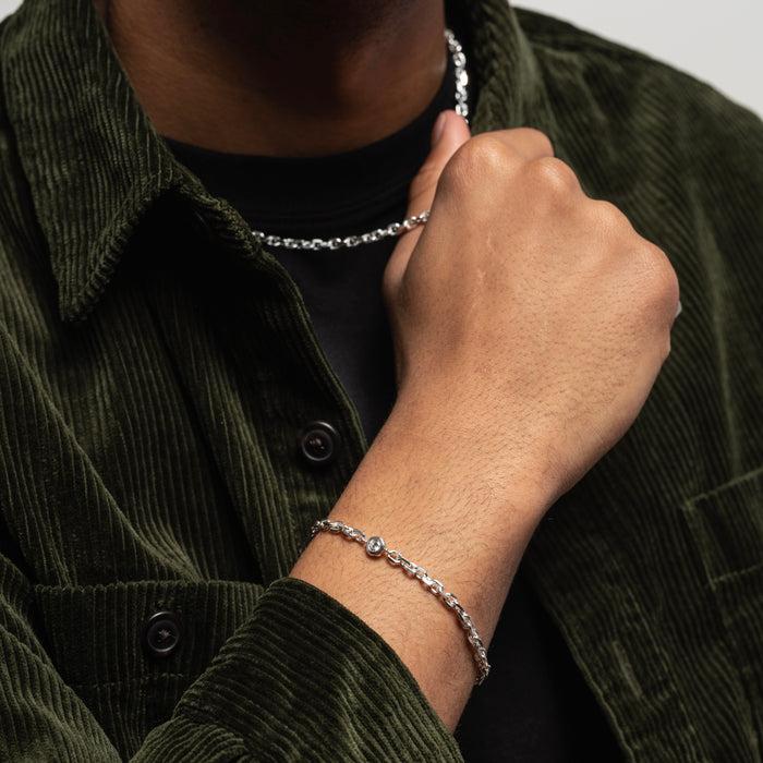 Dower & Hall Men's White Topaz Chain Bracelet