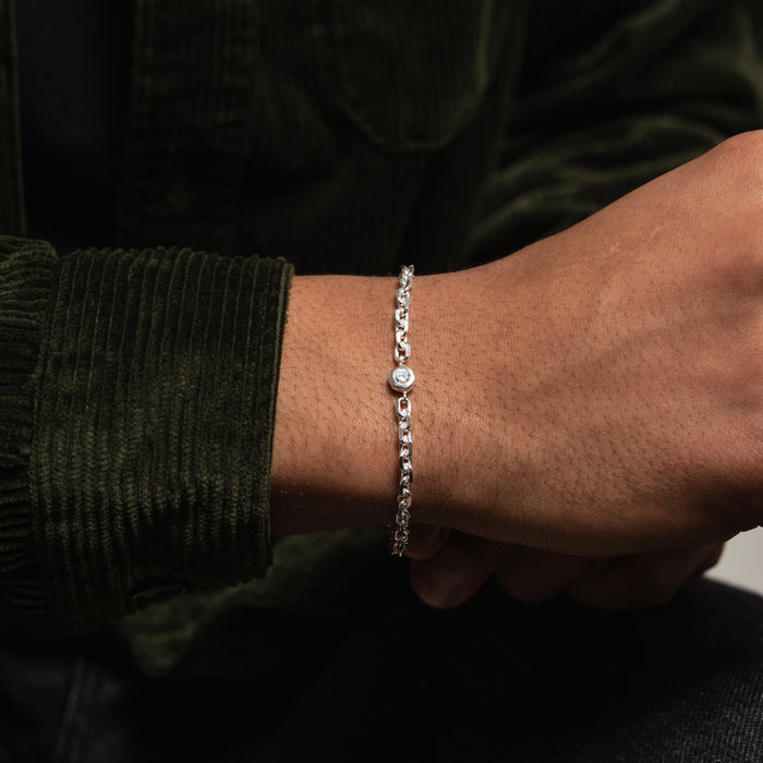 Dower & Hall Men's White Topaz Chain Bracelet