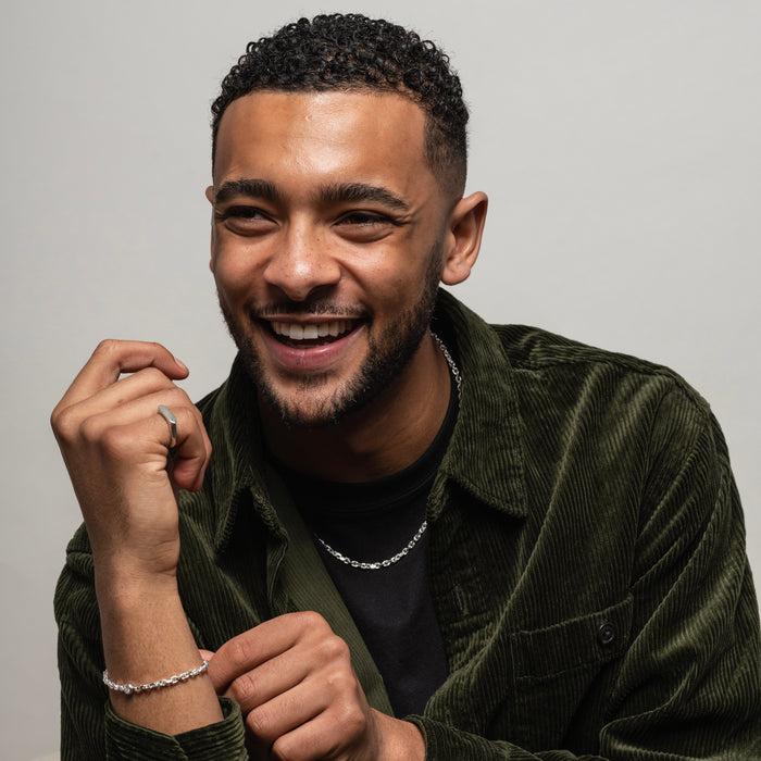 Dower & Hall Men's White Topaz Chain Bracelet