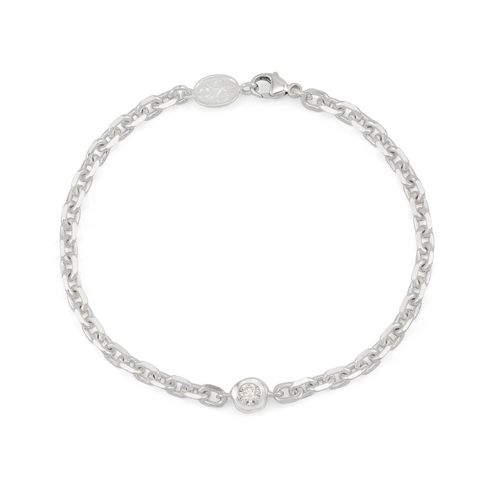 dower & hall Men's White Topaz Chain Bracelet