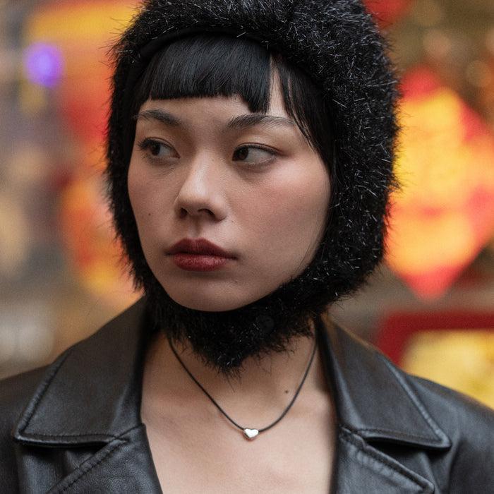 Dower & Hall Mini Puff Heart Cord Necklace