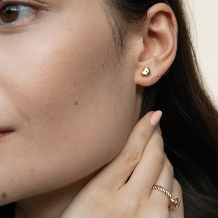 Dower & Hall Mini Puff Heart Studs