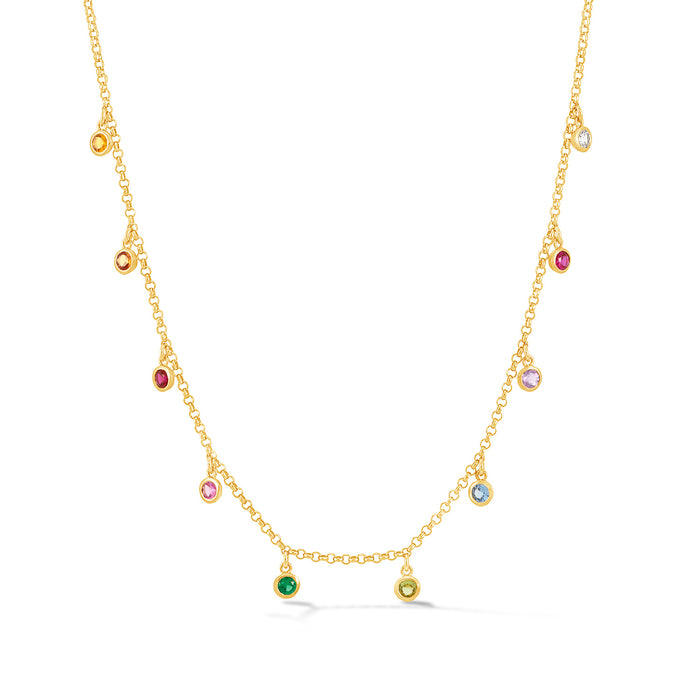 Dower & Hall Mixed Gemstone Array Chain Necklace