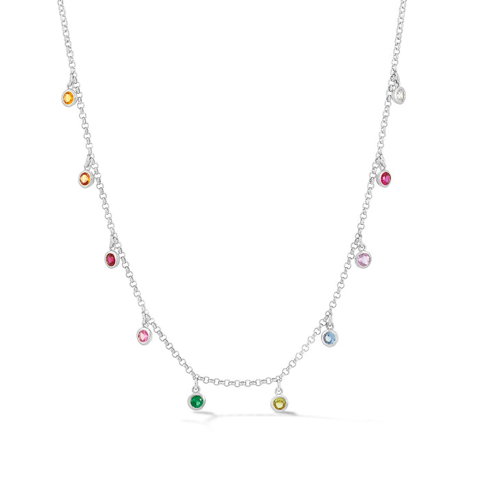 Dower & Hall Mixed Gemstone Array Chain Necklace
