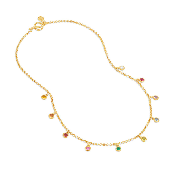 dower & hall Mixed Gemstone Array Chain Necklace