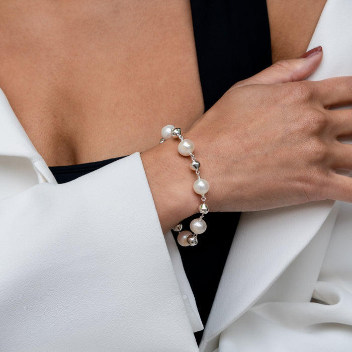 Dower & Hall Nugget & White Freshwater Pearl Bracelet