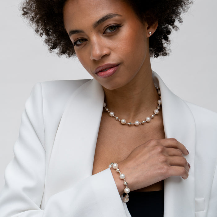 Dower & Hall Nugget & White Freshwater Pearl Bracelet