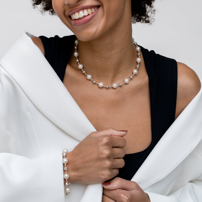 Dower & Hall Nugget & White Freshwater Pearl Bracelet