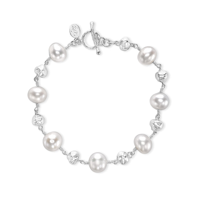 dower & hall Nugget & White Freshwater Pearl Bracelet