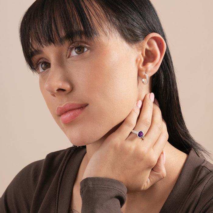 Dower & Hall Oval Amethyst Twist Twinkle Ring