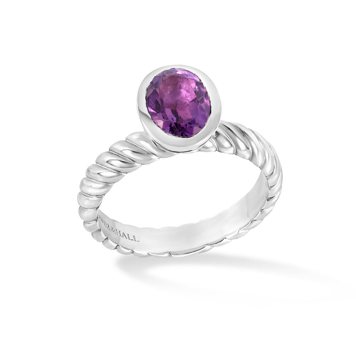dower & hall Oval Amethyst Twist Twinkle Ring