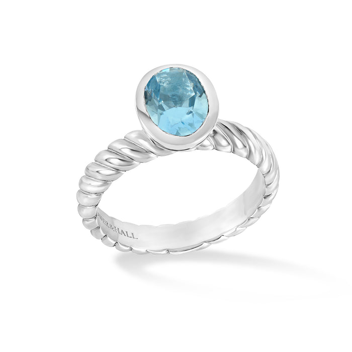 dower & hall Oval Blue Topaz Twist Twinkle Ring