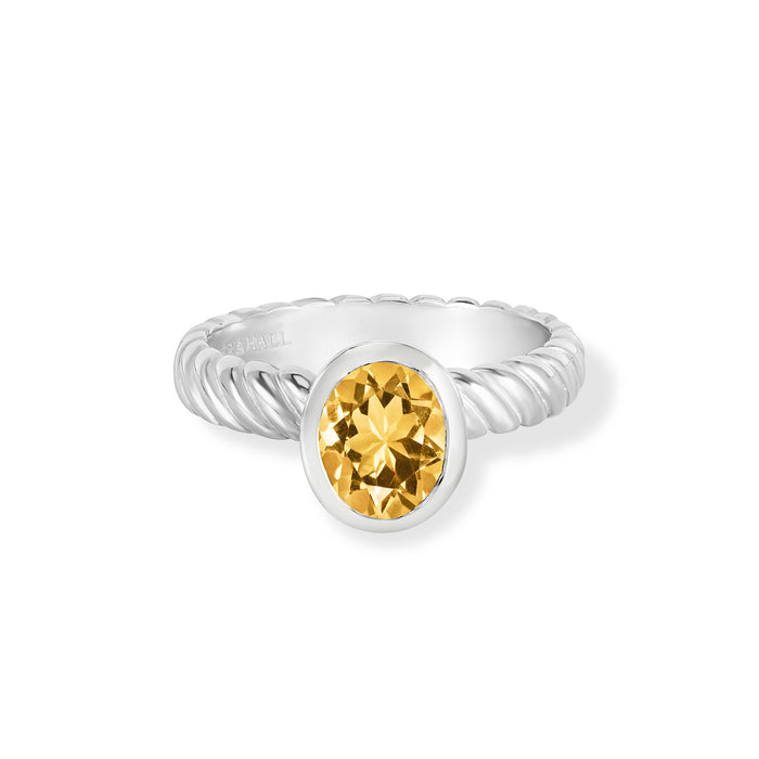 Dower & Hall Oval Citrine Twist Twinkle Ring