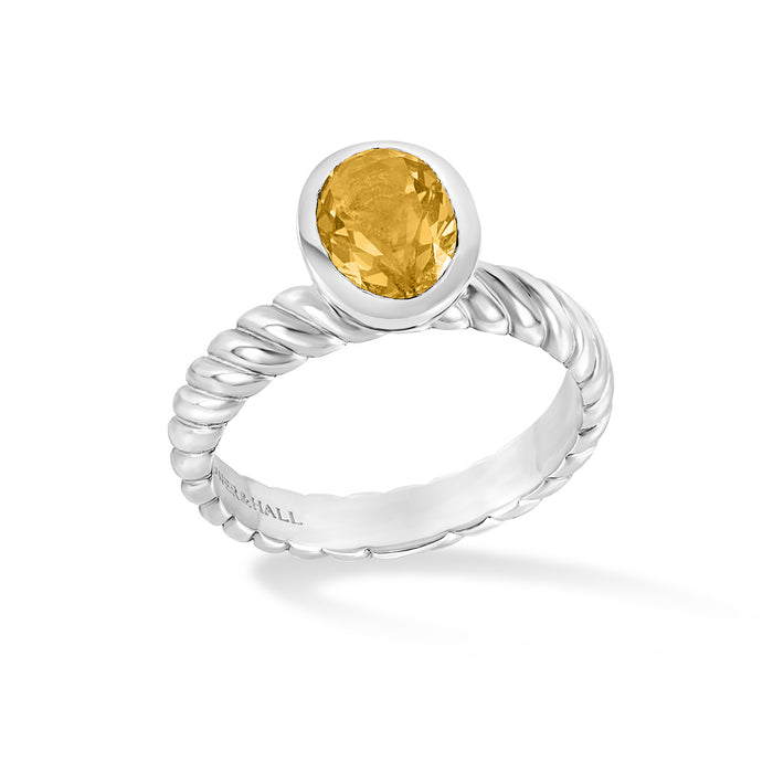 dower & hall Oval Citrine Twist Twinkle Ring