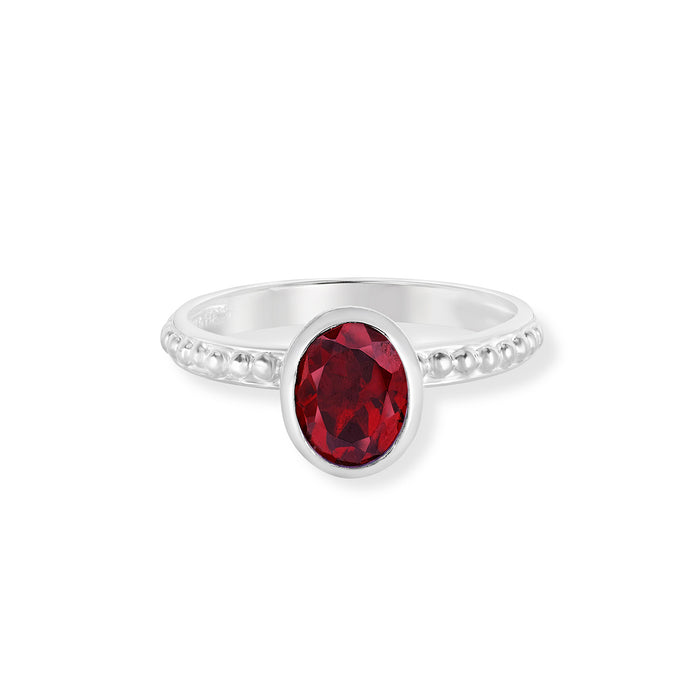 Dower & Hall Oval Garnet Granular Dotty Twinkle Ring