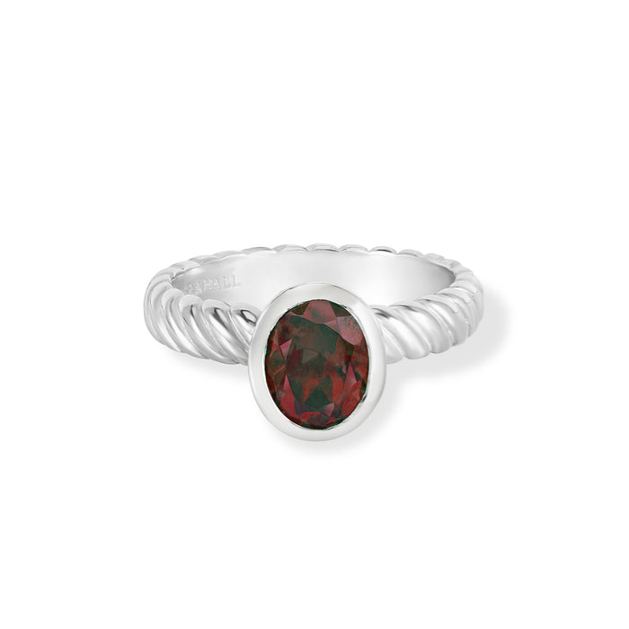 Dower & Hall Oval Garnet Twist Twinkle Ring