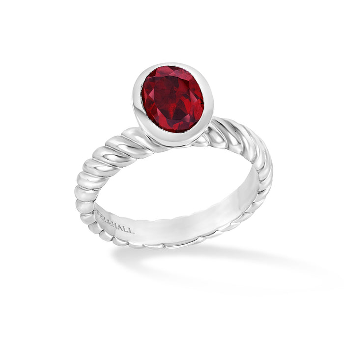 dower & hall Oval Garnet Twist Twinkle Ring