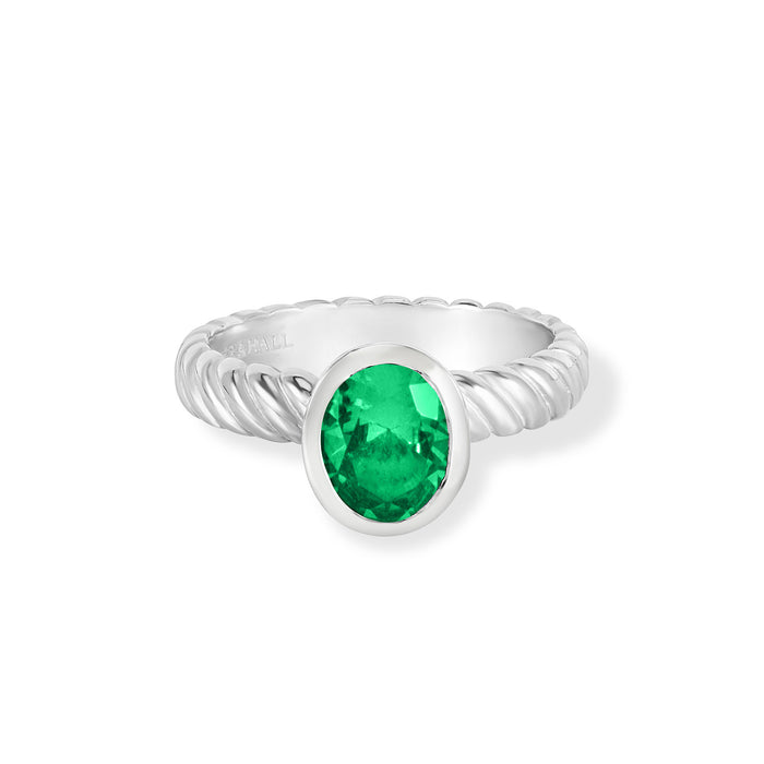 Dower & Hall Oval Green Garnet Twist Twinkle Ring