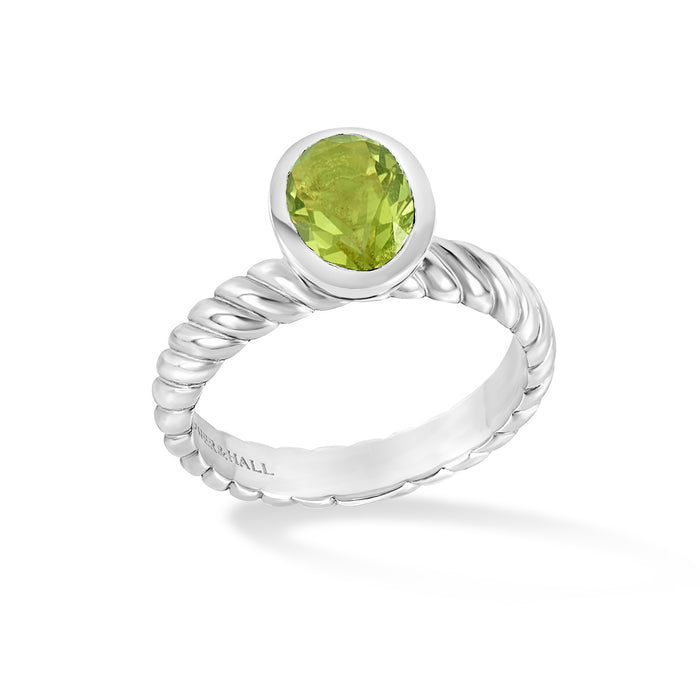 dower & hall Oval Peridot Twist Twinkle Ring