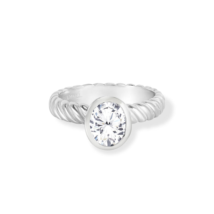 Dower & Hall Oval White Topaz Twist Twinkle Ring