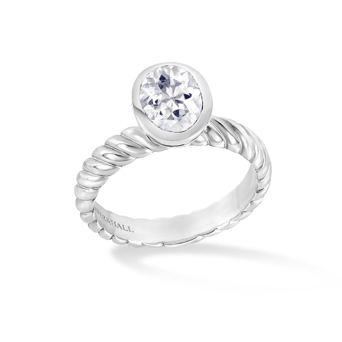 dower & hall Oval White Topaz Twist Twinkle Ring