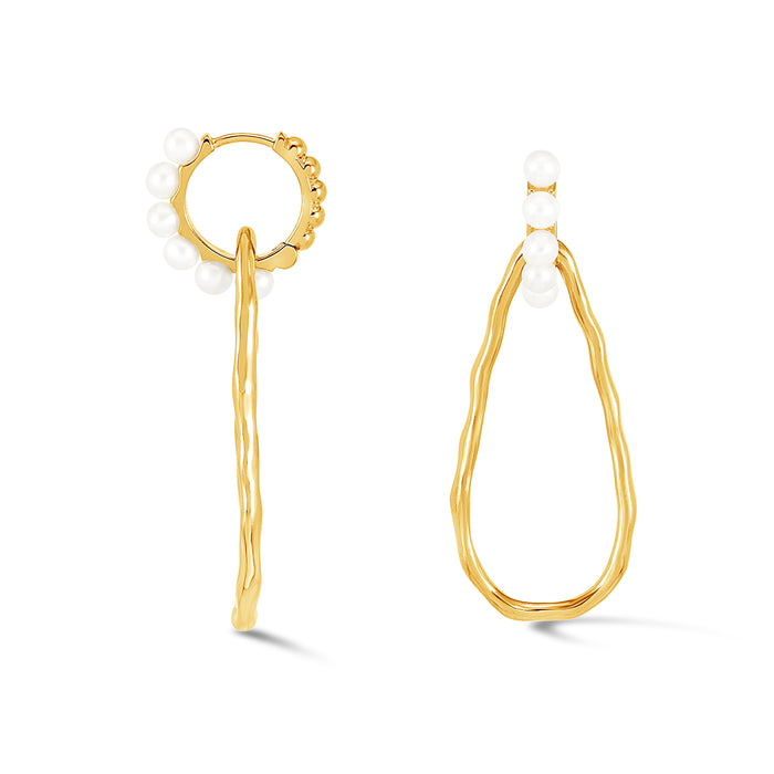 dower & hall Pearl Huggies & Waterfall Drops