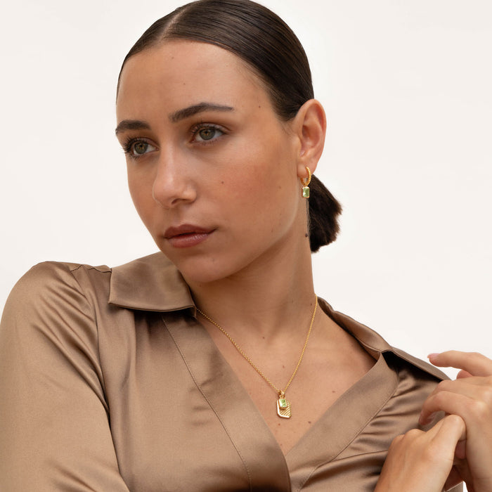 Dower & Hall Peridot Humbug Huggie Charm Hoops