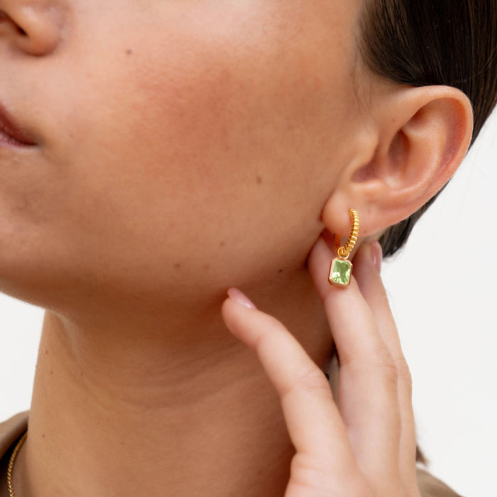 Dower & Hall Peridot Humbug Huggie Charm Hoops