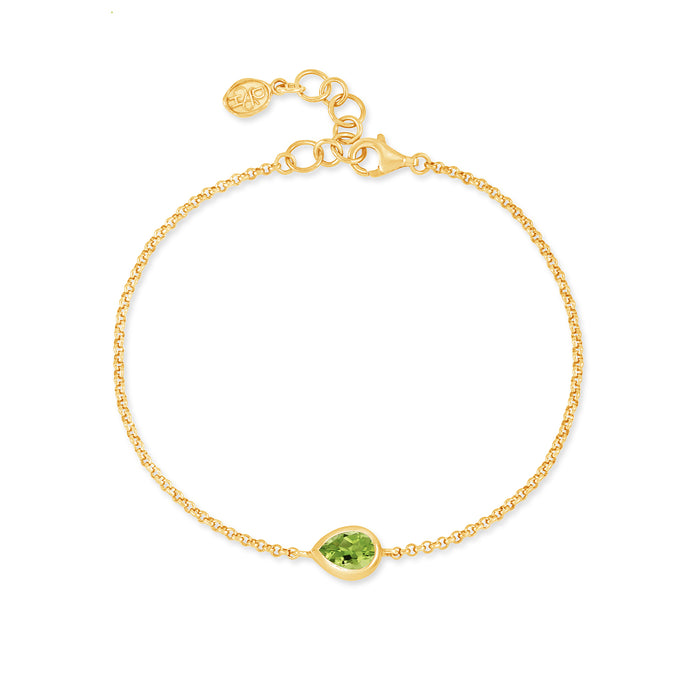 Dower & Hall Peridot Pear Chain Bracelet