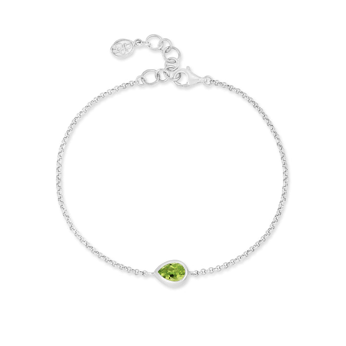 dower & hall Peridot Pear Chain Bracelet