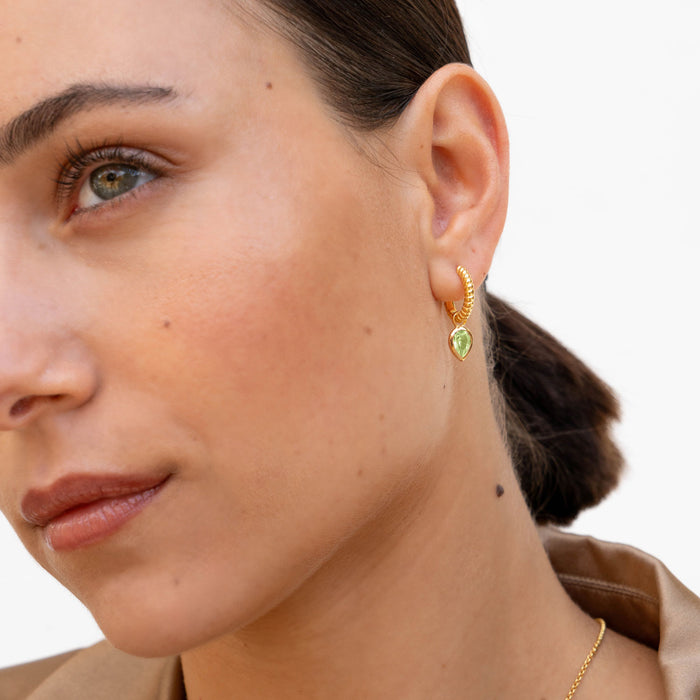 Dower & Hall Peridot Twist Huggie Charm Hoops