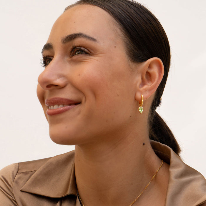 Dower & Hall Peridot Twist Huggie Charm Hoops