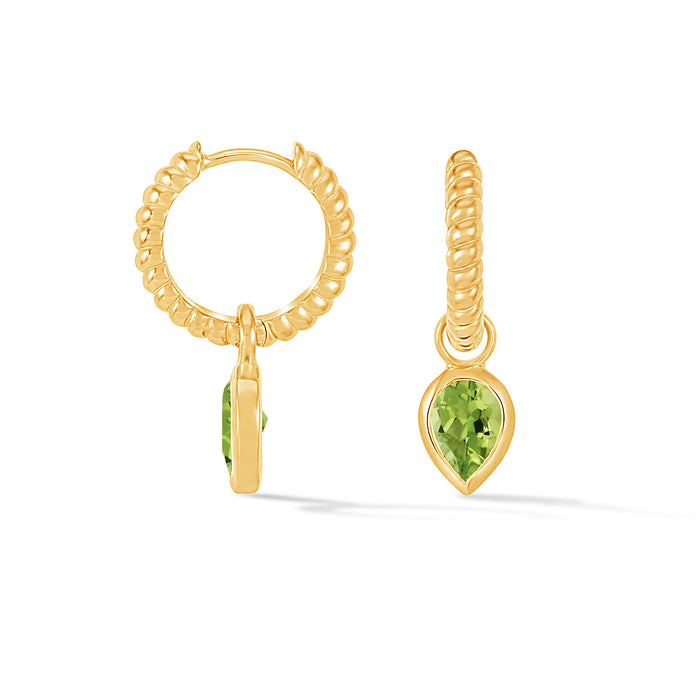 Dower & Hall Peridot Twist Huggie Charm Hoops