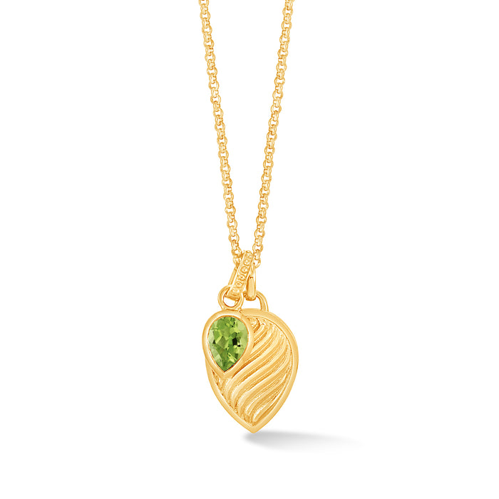 Dower & Hall Peridot Twist Peardrop Necklace