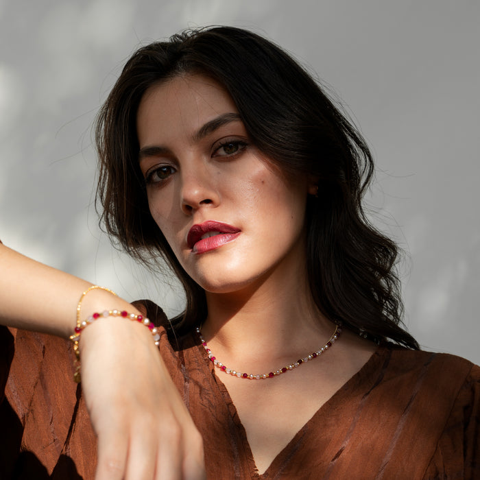 Dower & Hall Pink Blossom Orissa Necklace