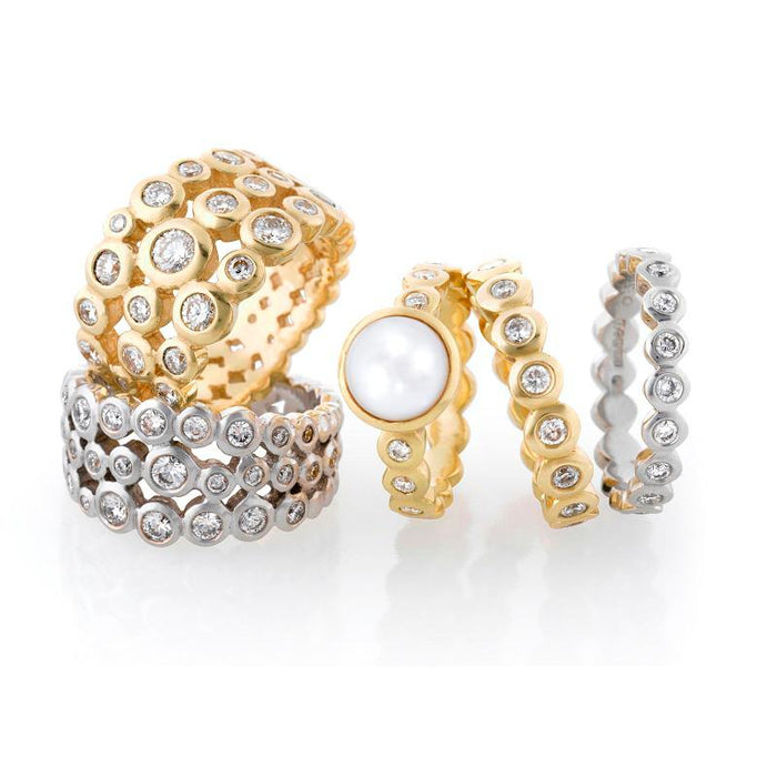 Dower & Hall Platinum Dotty Wishbone Ring - 0.21CT