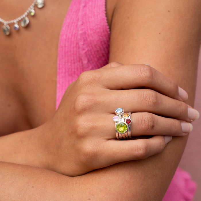 Dower & Hall Rainbow Twinkle Stacking Rings