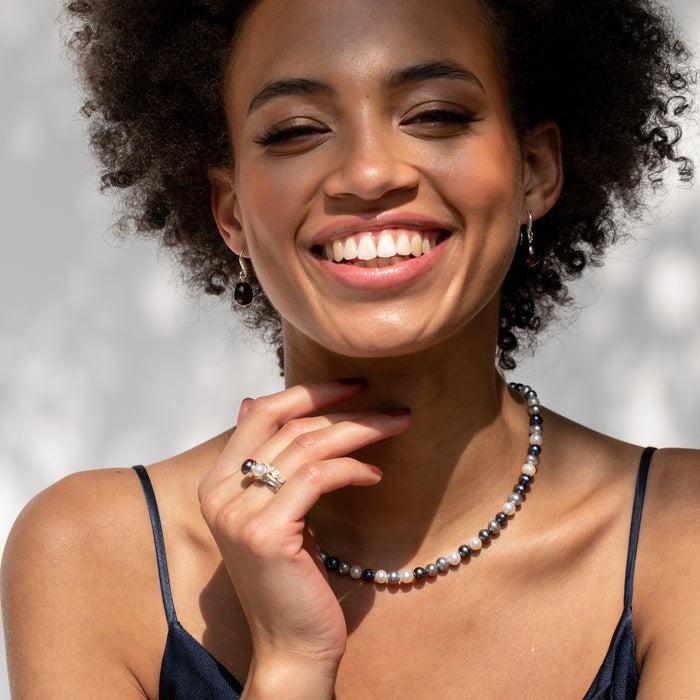 Dower & Hall Rosey Pearl Twinkle Stacking Rings